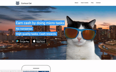 A GIF demonstrating the Curious Cat website